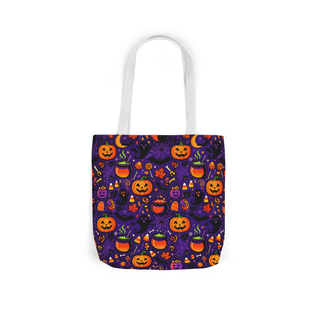 RINA J. Original | Halloween Pumpkin Pattern Canvas Tote — Trick-or-Treat Reusable Bag