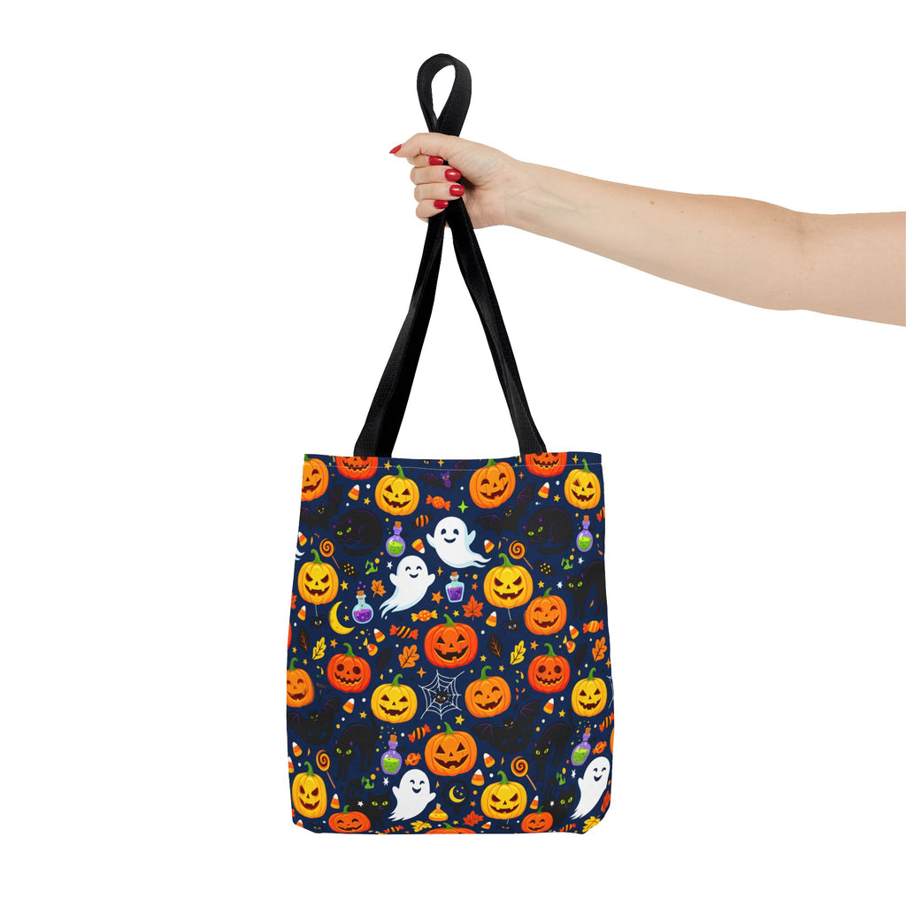 RINA J. Originals | Halloween Ghost & Jack-O'-Lantern Tote Bag — Cute Trick-or-Treat