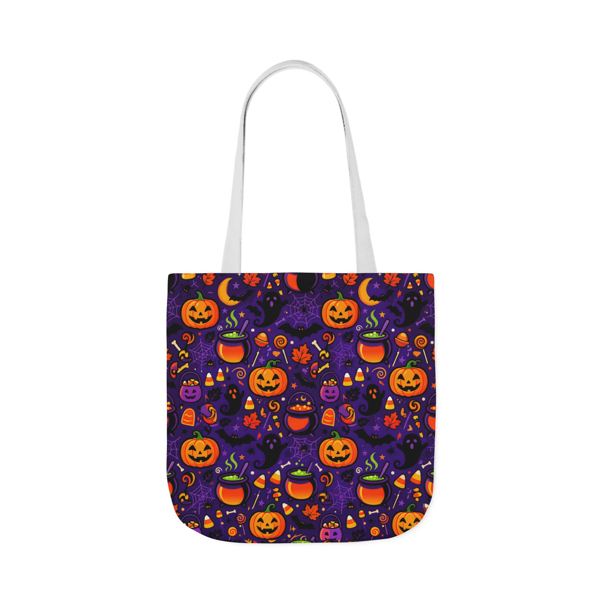 RINA J. Original | Halloween Pumpkin Pattern Canvas Tote — Trick-or-Treat Reusable Bag