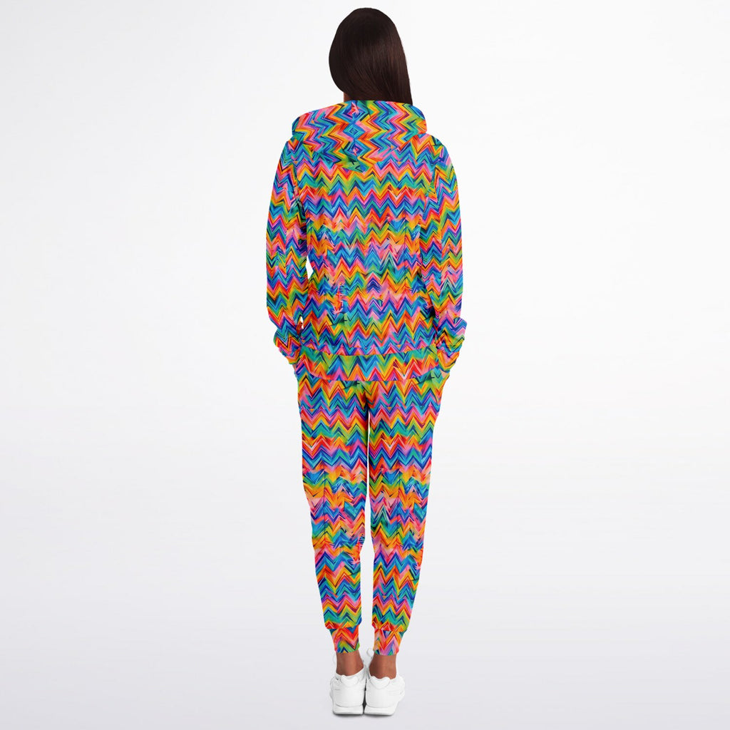 RINA J. Original "Neon Ride" | Rainbow Chevron Zip Hoodie & Jogger Set | born out of the Shadow District & Cool Cat Creations