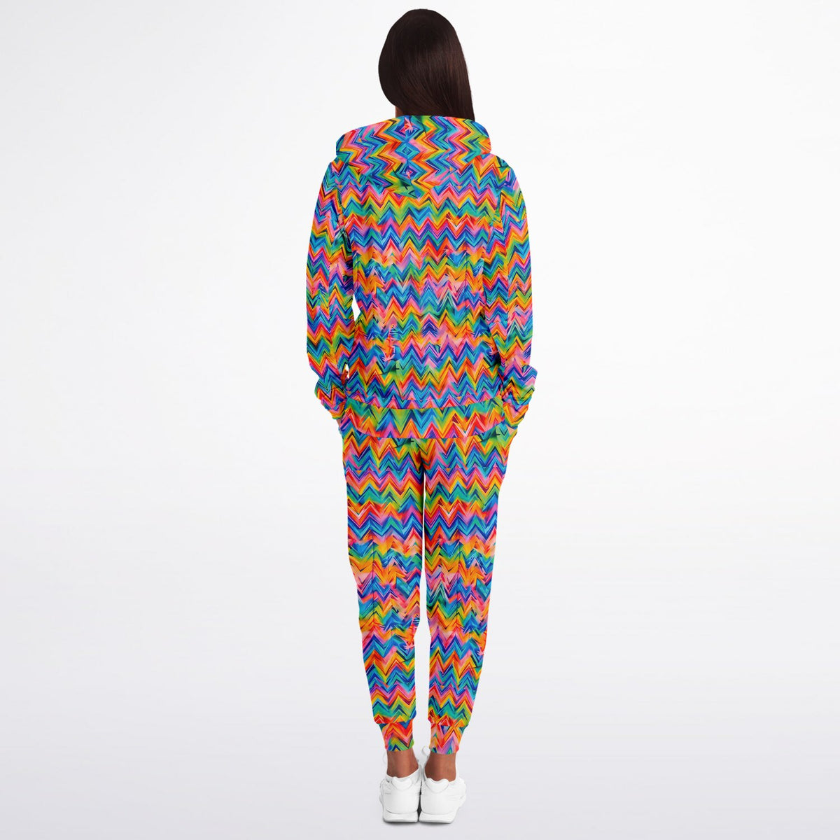 RINA J. Original "Neon Ride" | Rainbow Chevron Zip Hoodie & Jogger Set | born out of the Shadow District & Cool Cat Creations