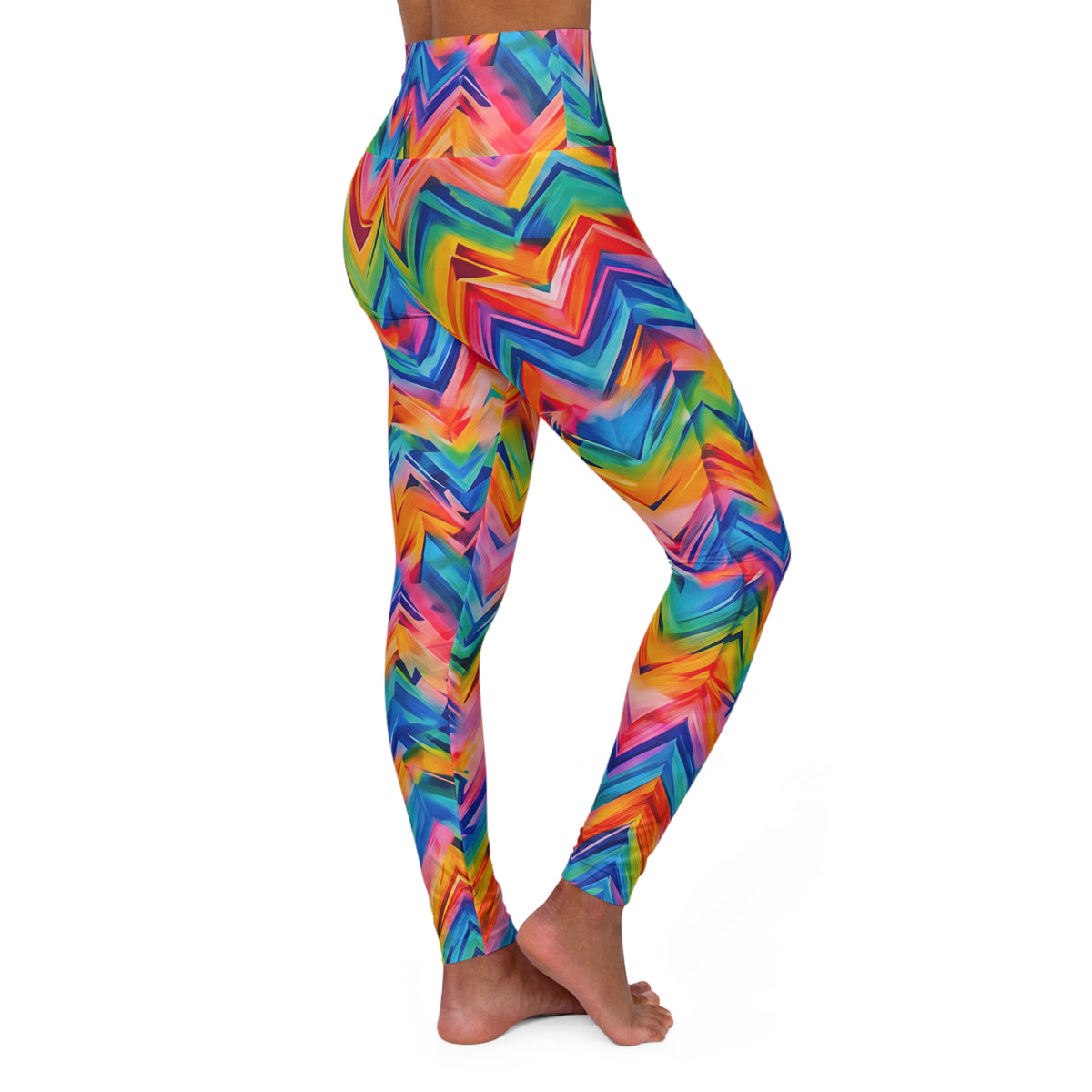 RINA J. Original "Neon Ride" | Rainbow Chevron Yoga Leggings | born out of the Shadow District & Cool Cat Creations