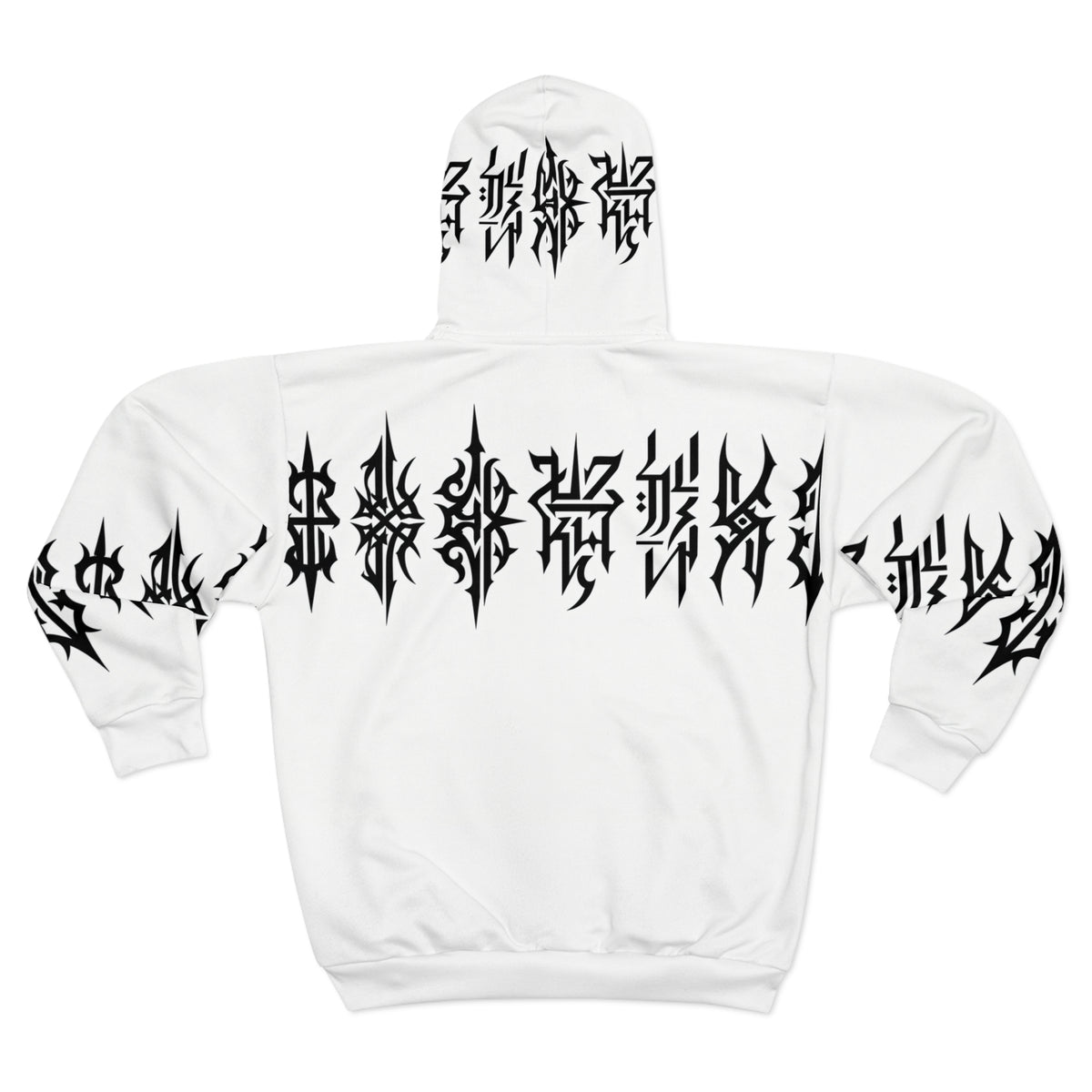 RINA J. Streetwear Original Black and White "Tribal Script" | Zip Hoodie