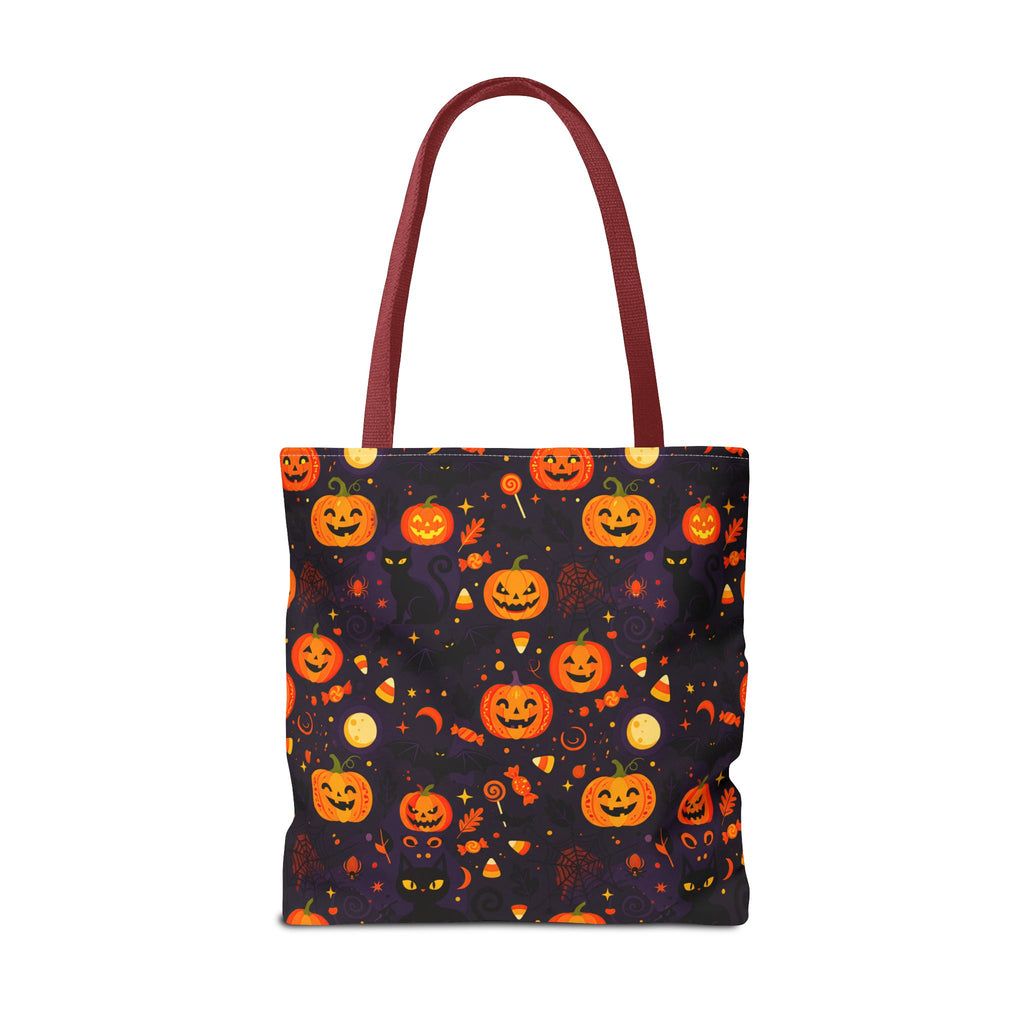 RINA J. Original | Halloween Pumpkin Pattern Tote Bag | Cute Jack-O'-Lantern All-Over Print