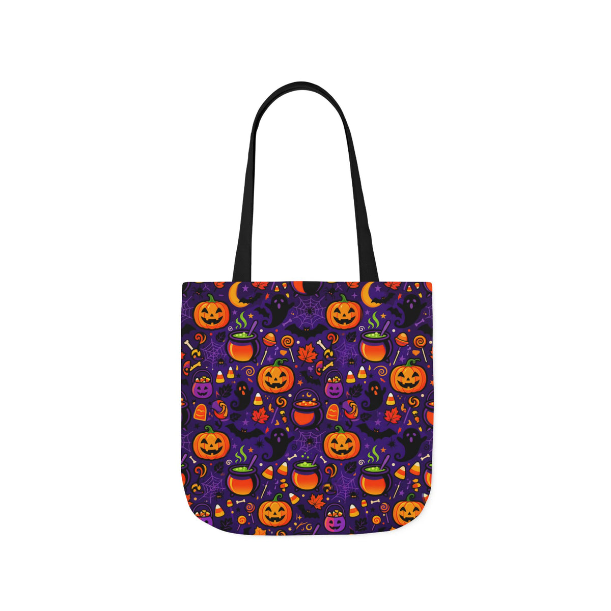 RINA J. Original | Halloween Pumpkin Pattern Canvas Tote — Trick-or-Treat Reusable Bag