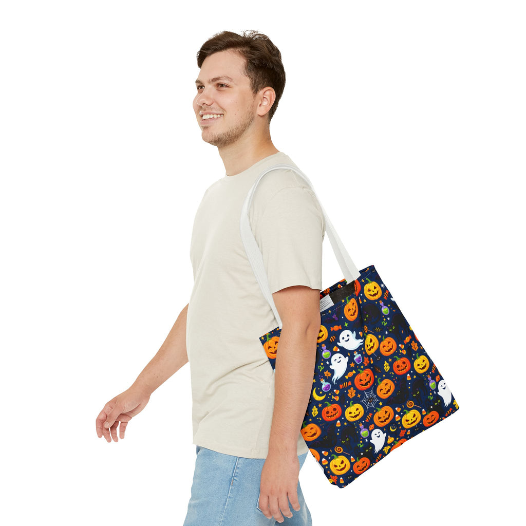 RINA J. Originals | Halloween Ghost & Jack-O'-Lantern Tote Bag — Cute Trick-or-Treat