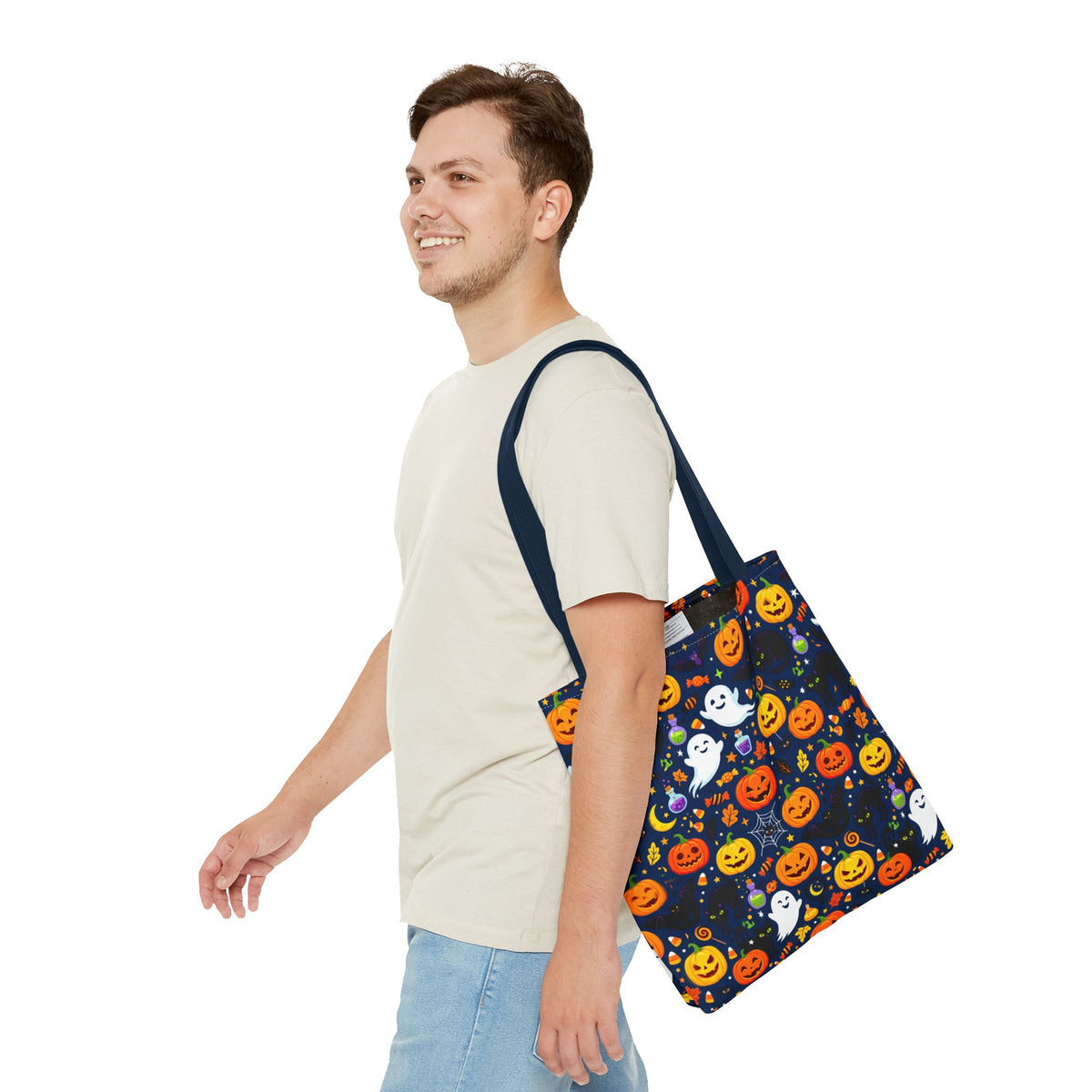 RINA J. Originals | Halloween Ghost & Jack-O'-Lantern Tote Bag — Cute Trick-or-Treat