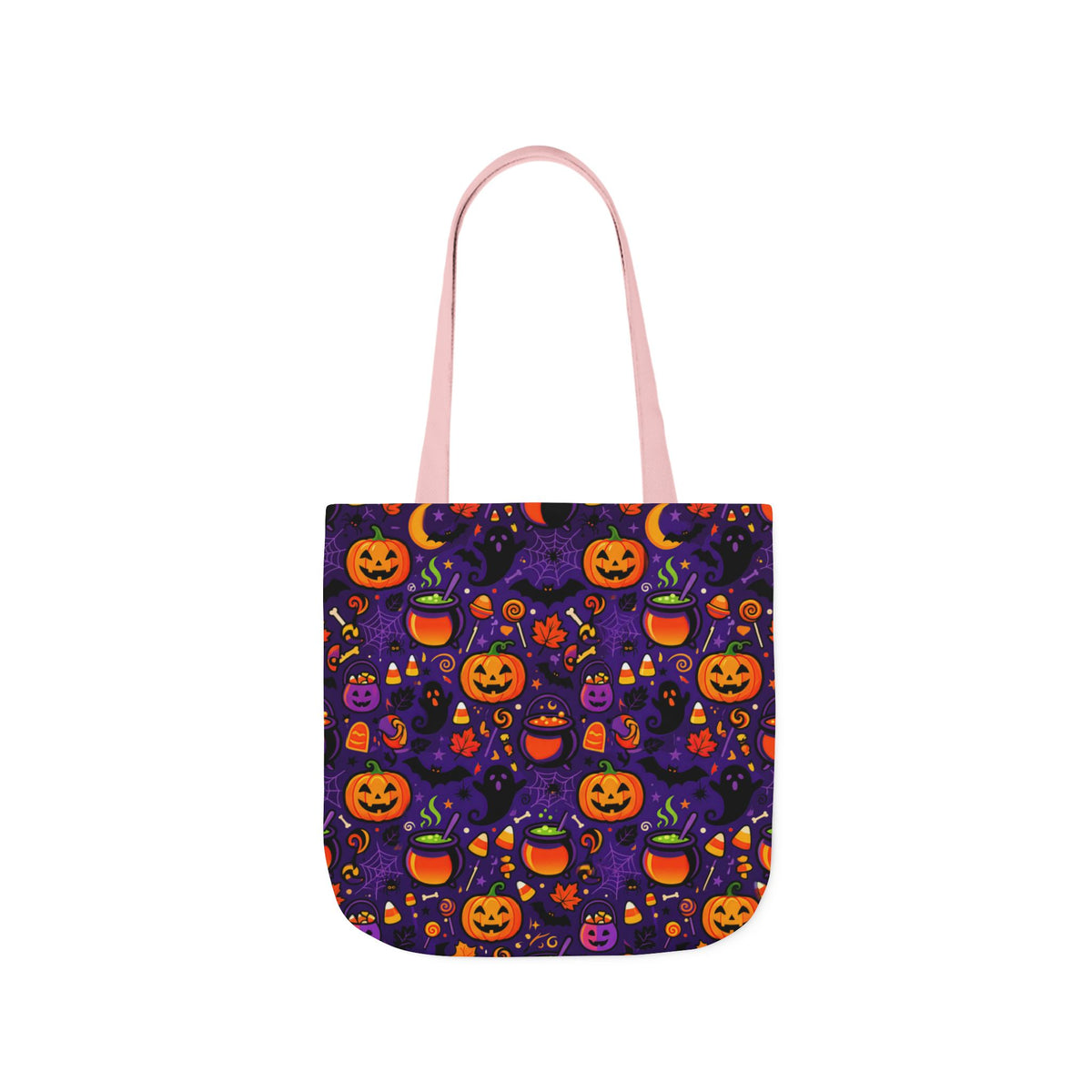 RINA J. Original | Halloween Pumpkin Pattern Canvas Tote — Trick-or-Treat Reusable Bag