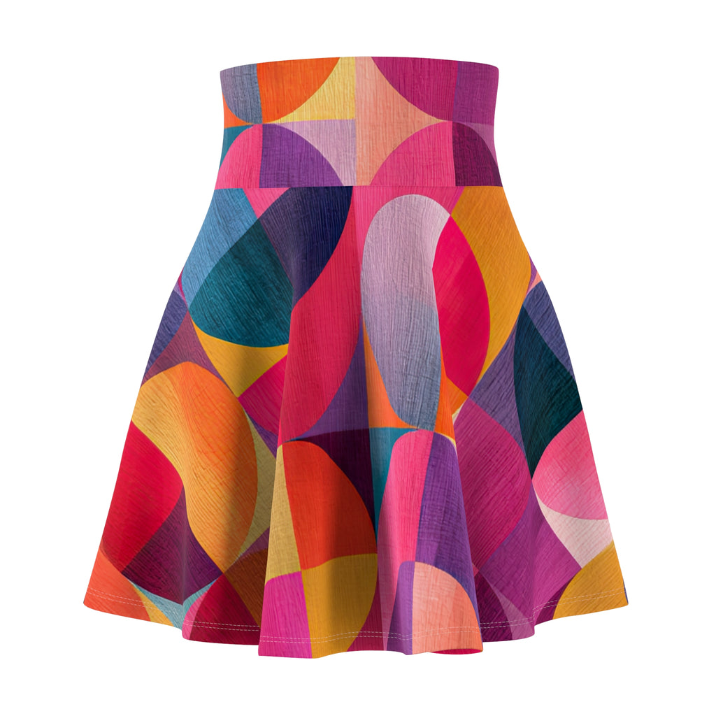 RINA J. Original "Circular Illusion" | Retro Geometric Flared Skater Skirt