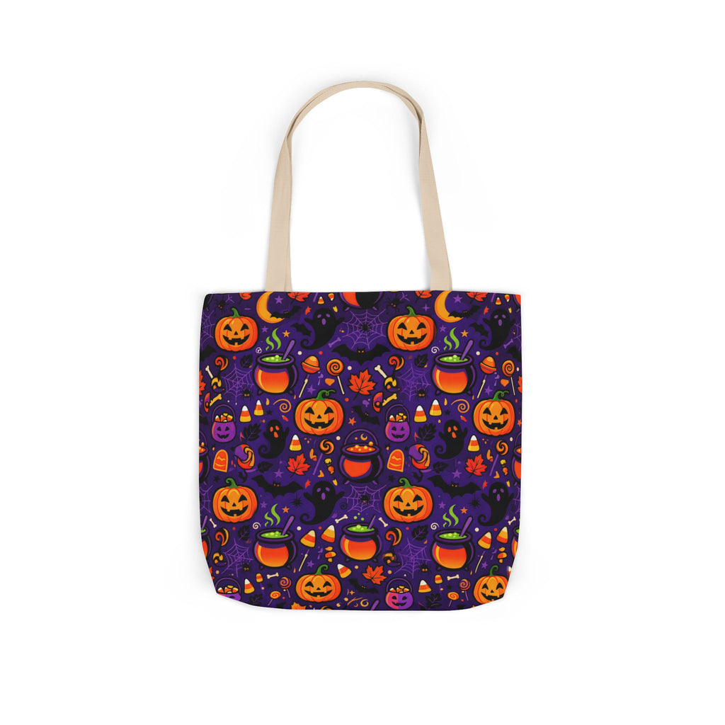 RINA J. Original | Halloween Pumpkin Pattern Canvas Tote — Trick-or-Treat Reusable Bag