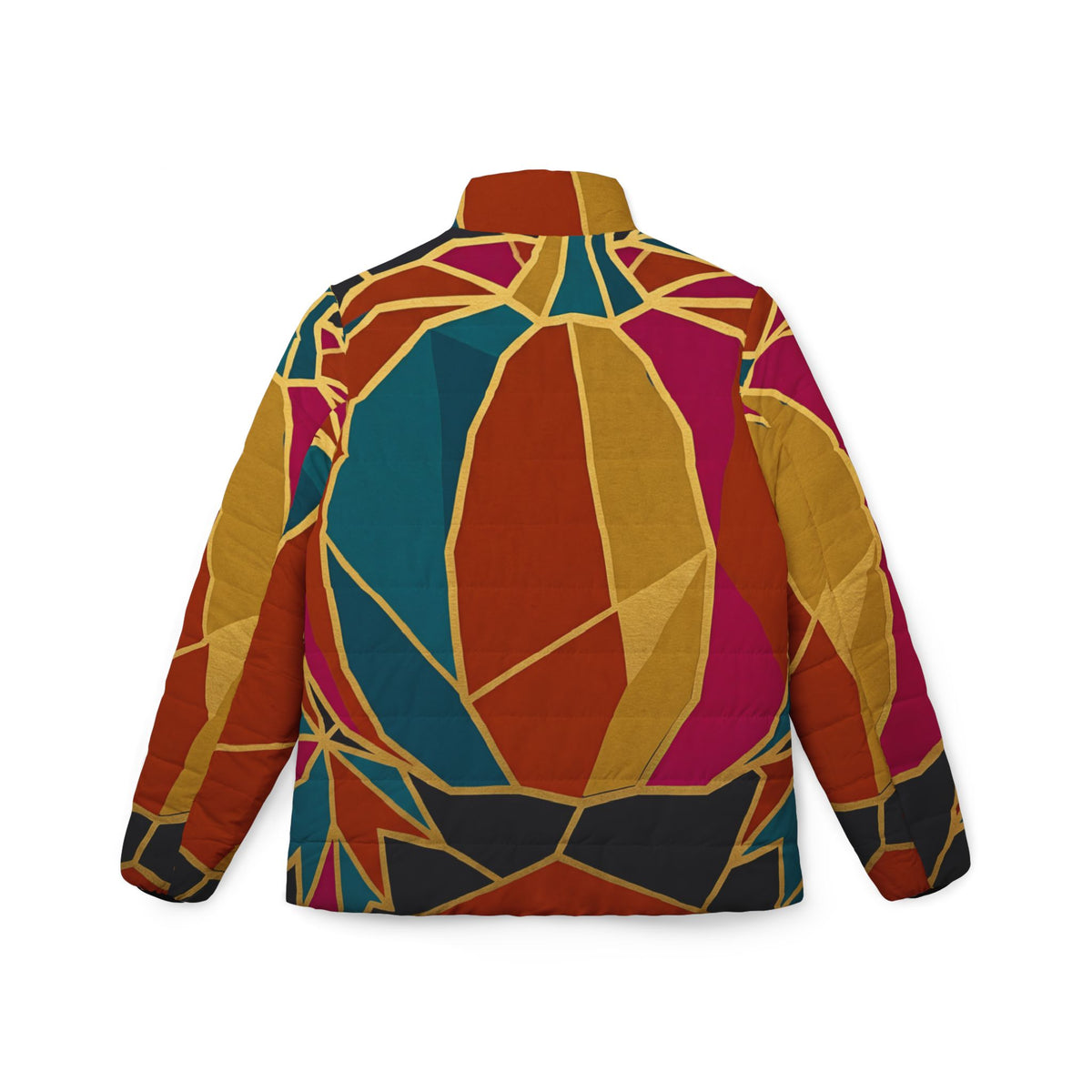 RINA J. Original "Pumpkin Spice" | Abstract Geometric Puffer Jacket