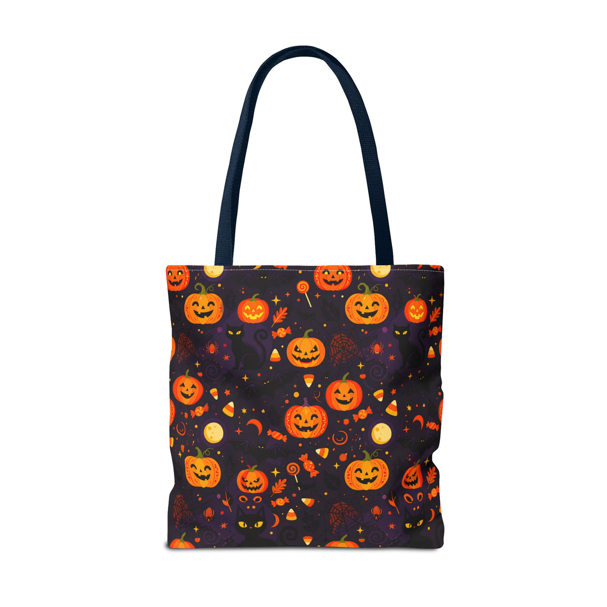 RINA J. Original | Halloween Pumpkin Pattern Tote Bag | Cute Jack-O'-Lantern All-Over Print