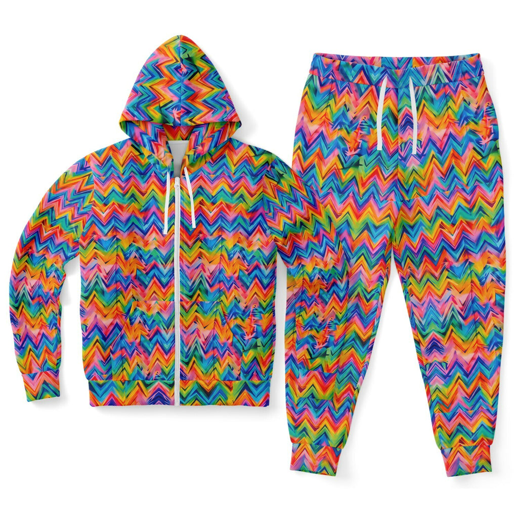 RINA J. Original "Neon Ride" | Rainbow Chevron Zip Hoodie & Jogger Set | born out of the Shadow District & Cool Cat Creations