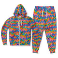 RINA J. Original "Neon Ride" | Rainbow Chevron Zip Hoodie & Jogger Set | born out of the Shadow District & Cool Cat Creations