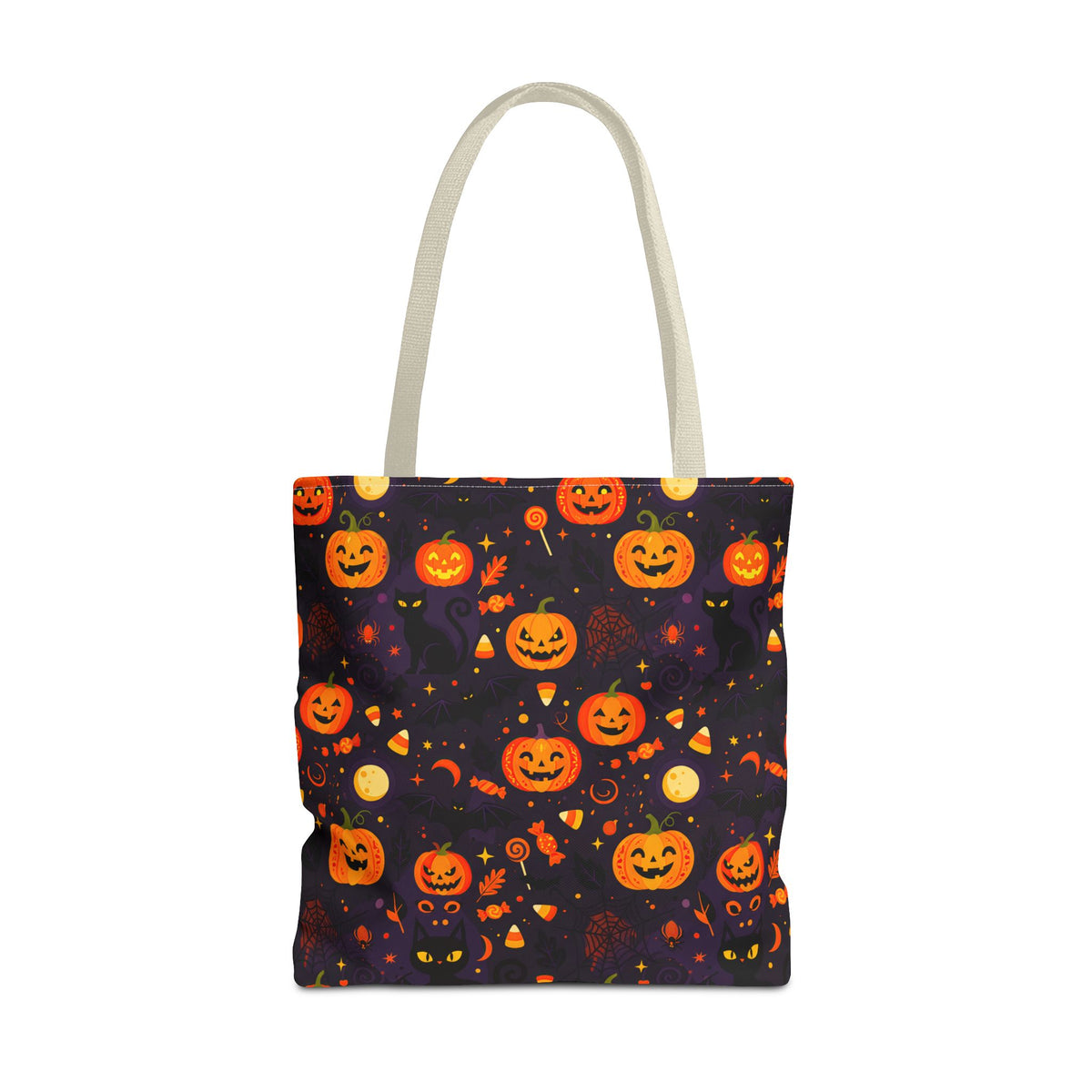 RINA J. Original | Halloween Pumpkin Pattern Tote Bag | Cute Jack-O'-Lantern All-Over Print