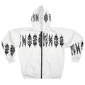RINA J. Streetwear Original Black and White "Tribal Script" | Zip Hoodie