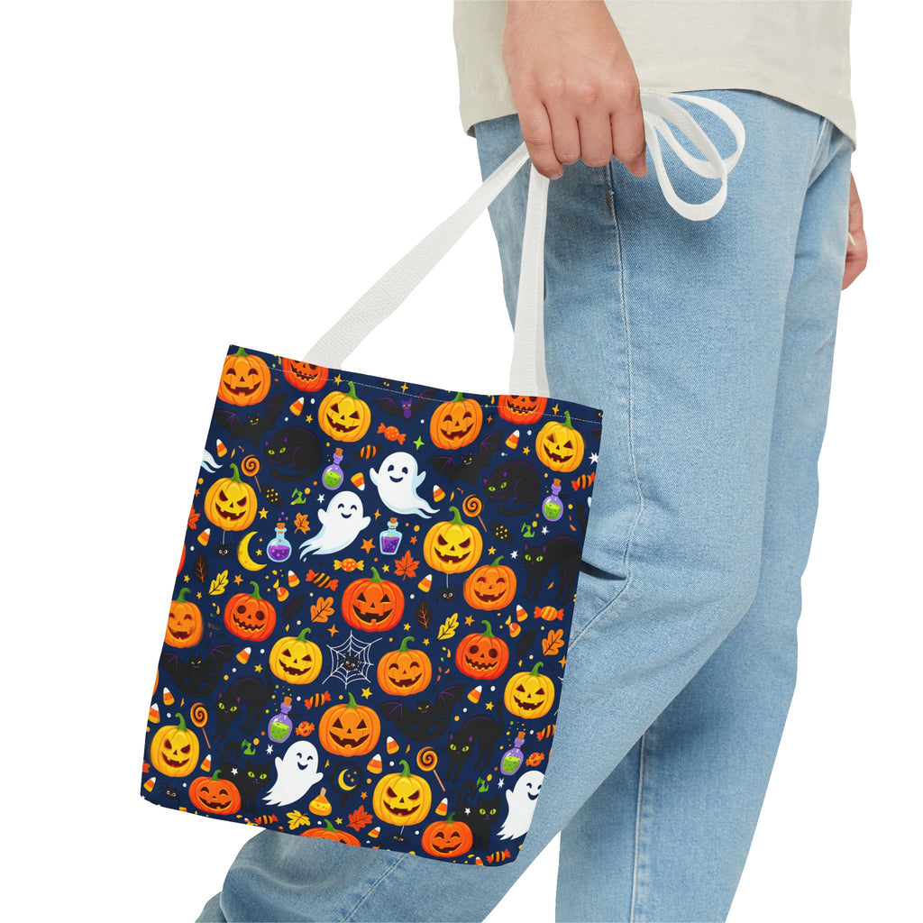 RINA J. Originals | Halloween Ghost & Jack-O'-Lantern Tote Bag — Cute Trick-or-Treat