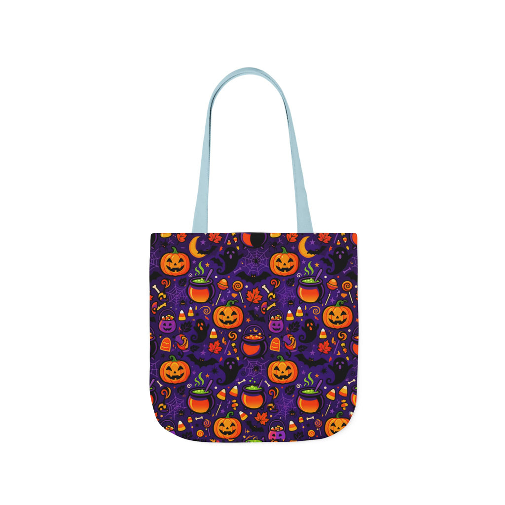 RINA J. Original | Halloween Pumpkin Pattern Canvas Tote — Trick-or-Treat Reusable Bag