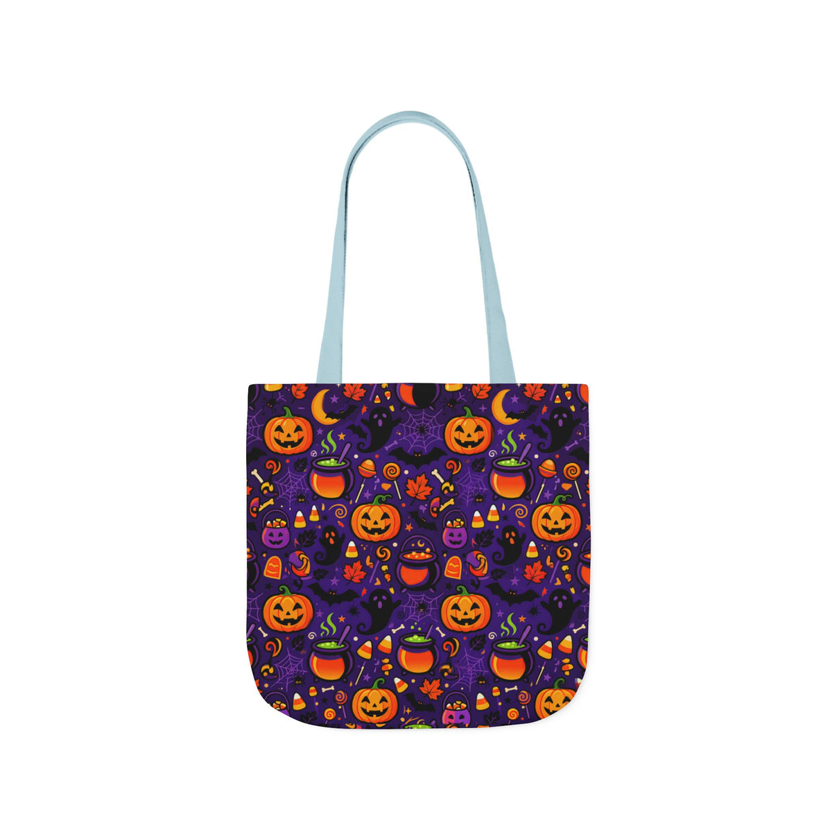 RINA J. Original | Halloween Pumpkin Pattern Canvas Tote — Trick-or-Treat Reusable Bag