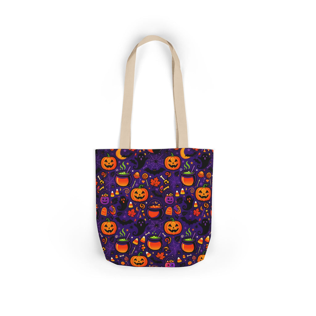 RINA J. Original | Halloween Pumpkin Pattern Canvas Tote — Trick-or-Treat Reusable Bag