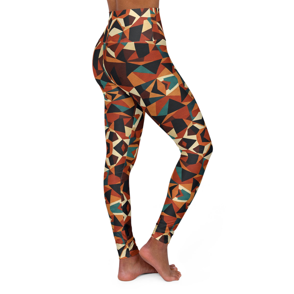 RINA J. Streetwear Original - High-Waisted Autumn Mosaic  Yoga Leggings