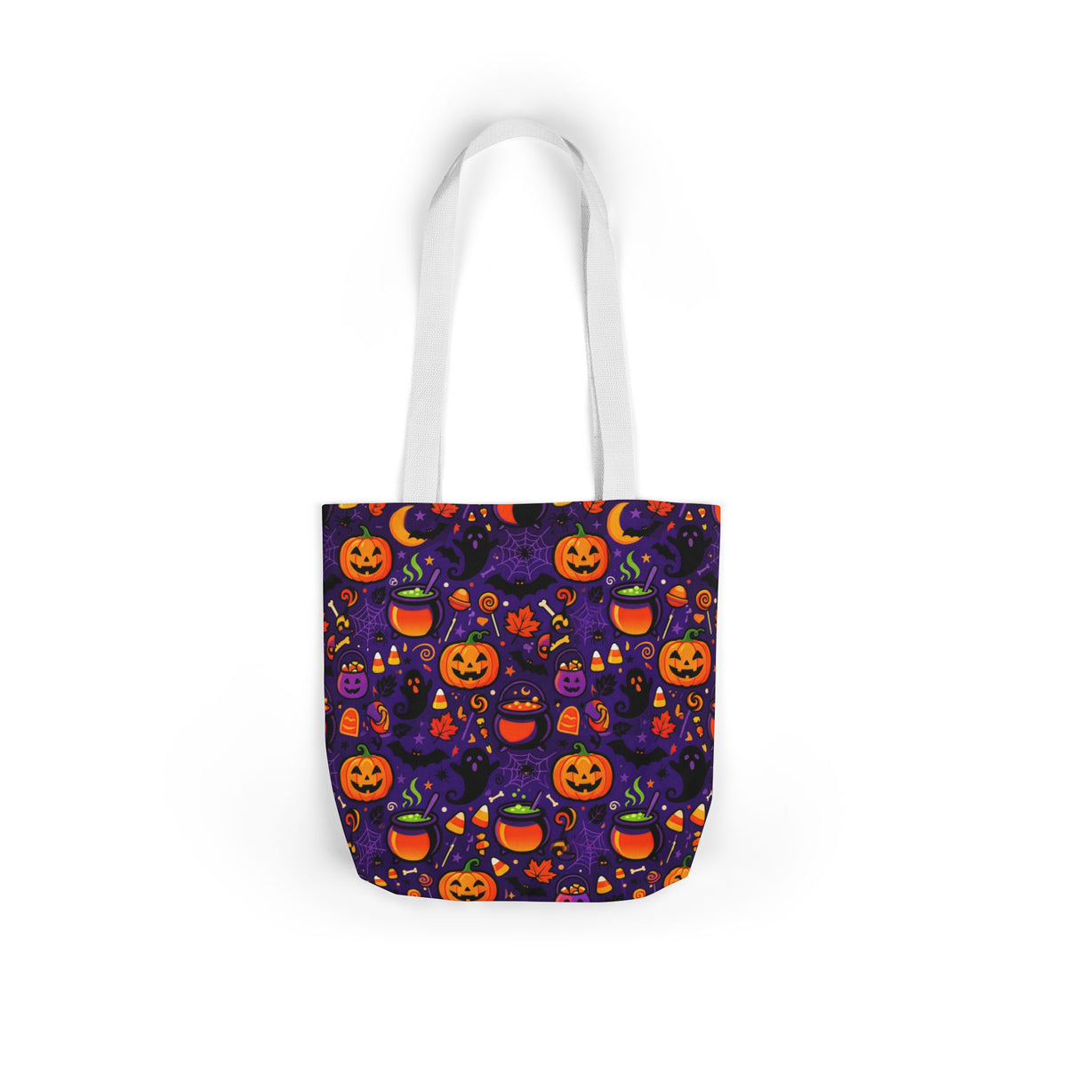 RINA J. Original | Halloween Pumpkin Pattern Canvas Tote — Trick-or-Treat Reusable Bag