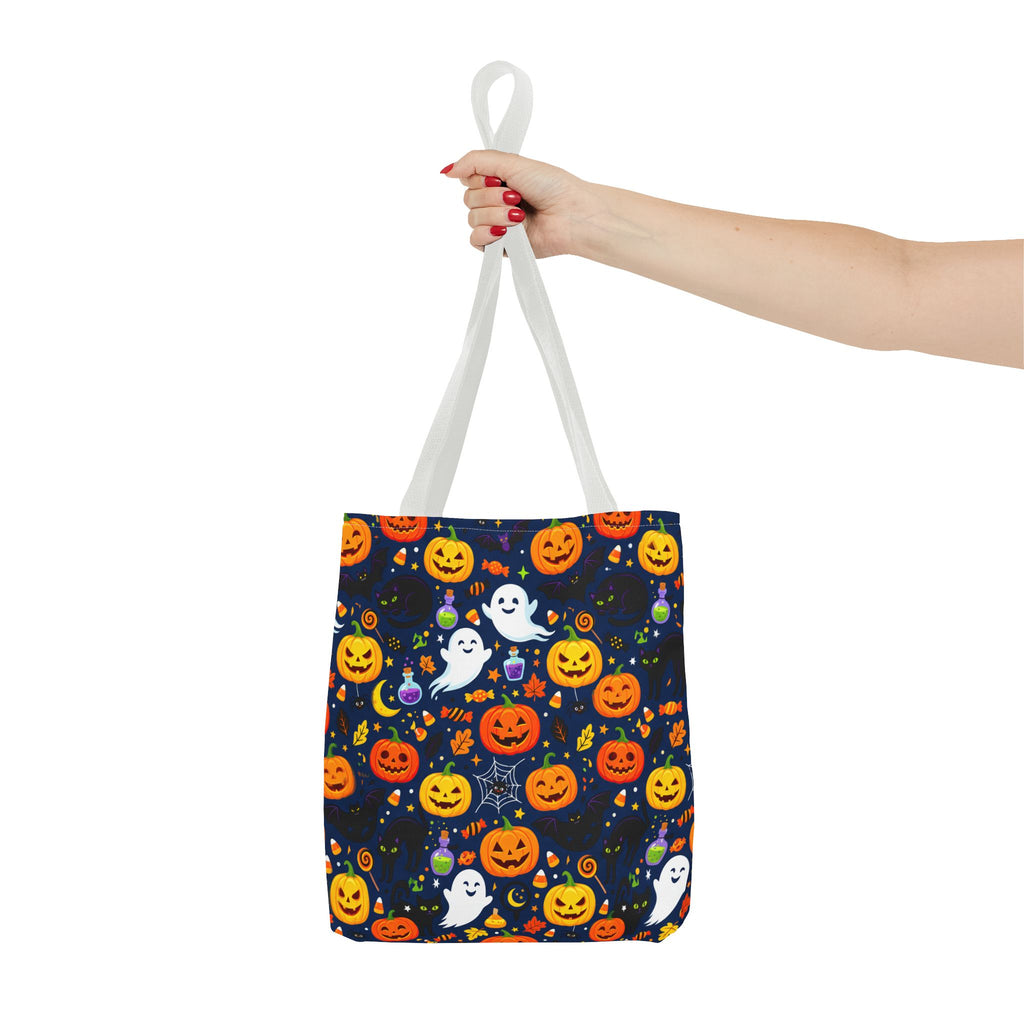 RINA J. Originals | Halloween Ghost & Jack-O'-Lantern Tote Bag — Cute Trick-or-Treat