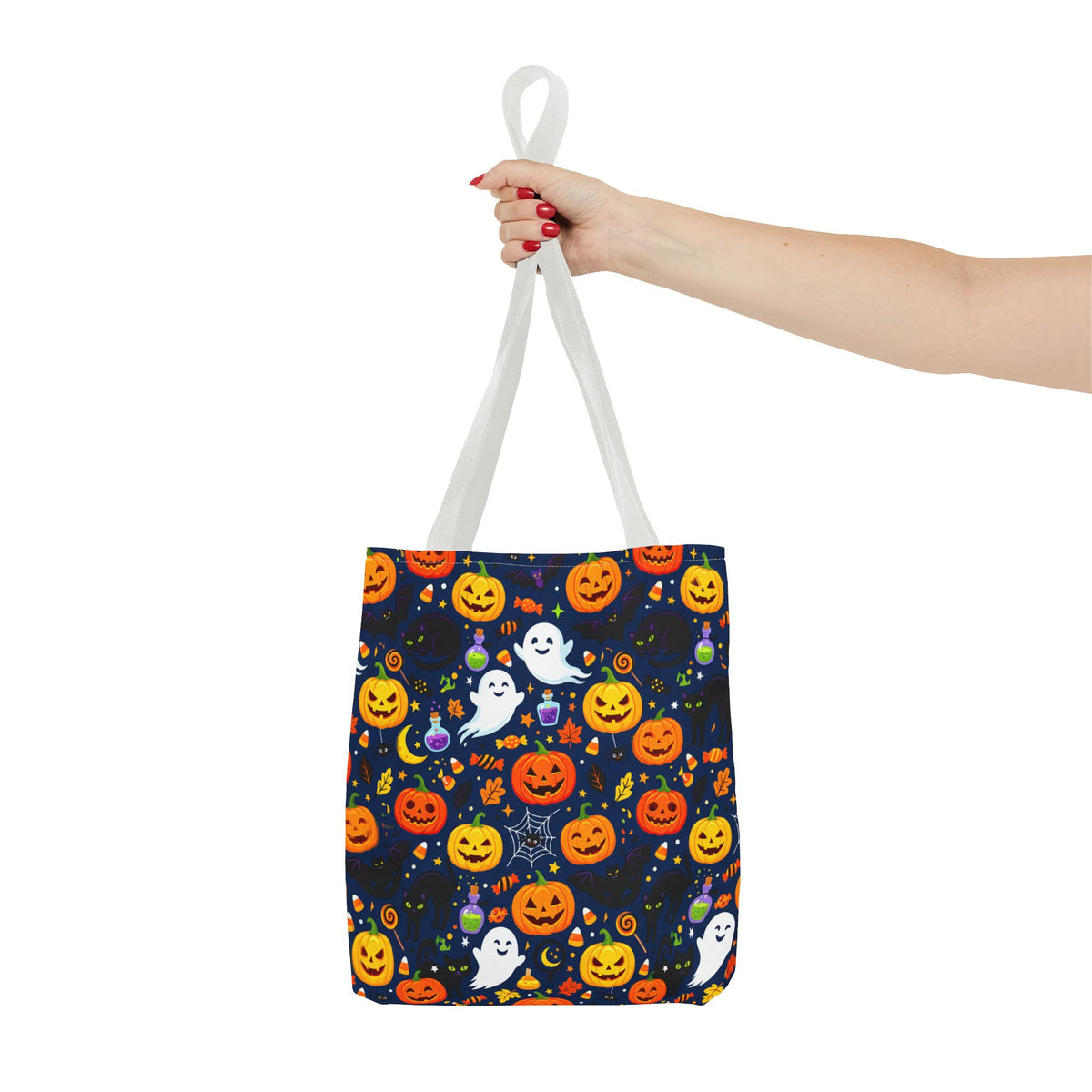 RINA J. Originals | Halloween Ghost & Jack-O'-Lantern Tote Bag — Cute Trick-or-Treat