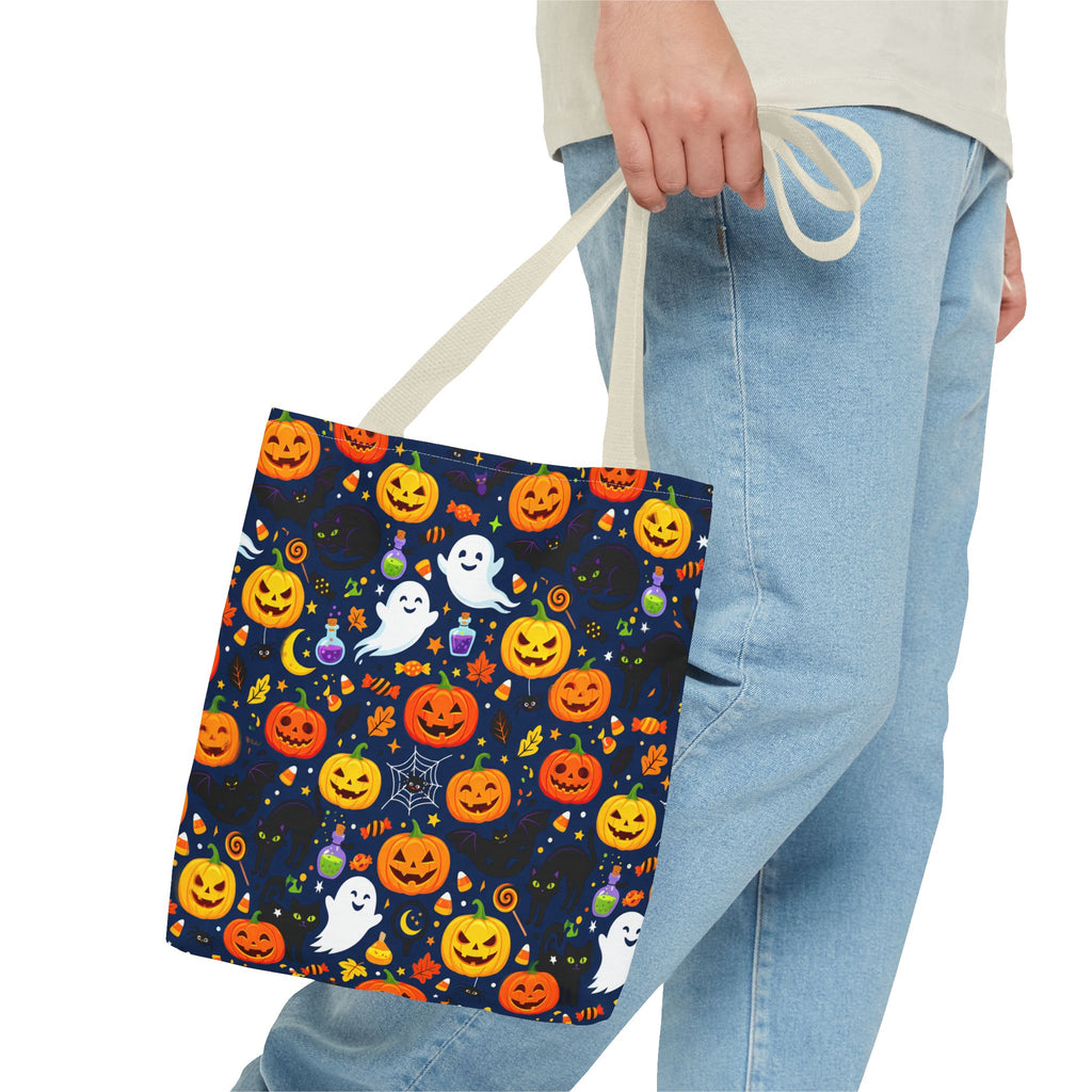 RINA J. Originals | Halloween Ghost & Jack-O'-Lantern Tote Bag — Cute Trick-or-Treat