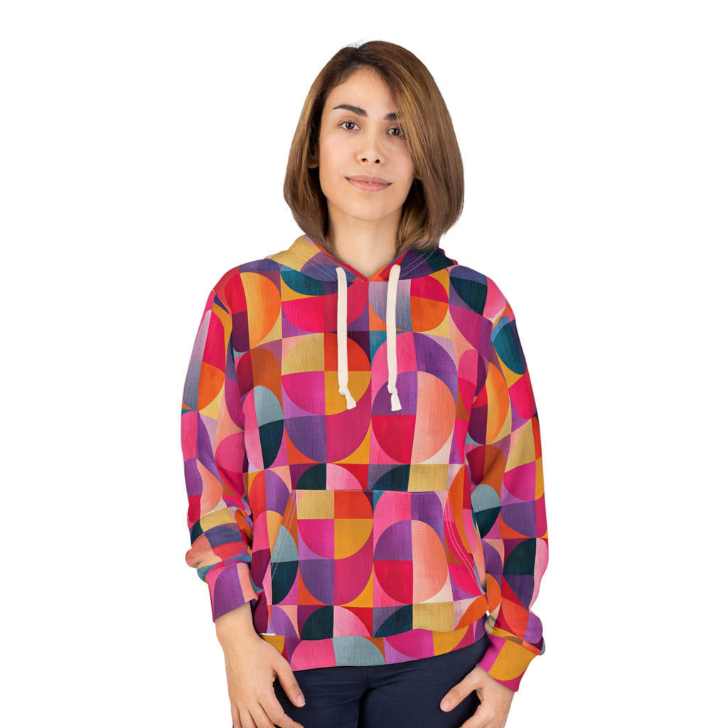 RINA J. Original "Circular Illusion" | Women's Geometric Colorblock Pullover Hoodie
