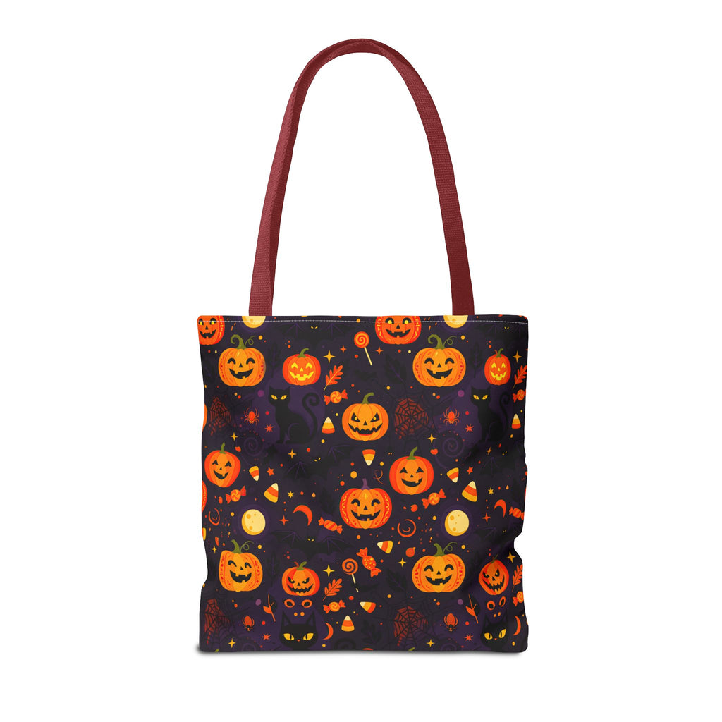 RINA J. Original | Halloween Pumpkin Pattern Tote Bag | Cute Jack-O'-Lantern All-Over Print