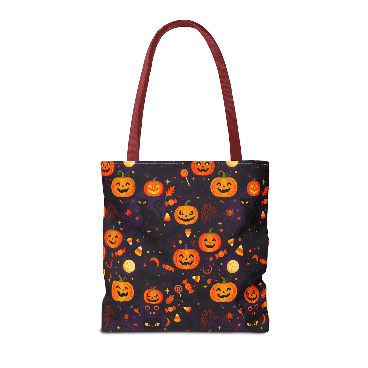 RINA J. Original | Halloween Pumpkin Pattern Tote Bag | Cute Jack-O'-Lantern All-Over Print