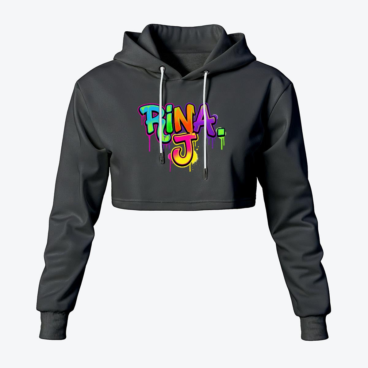 RINA J. Streetwear Signature Original "Wearable Art" Women's Cropped Hoodie | DTF Print