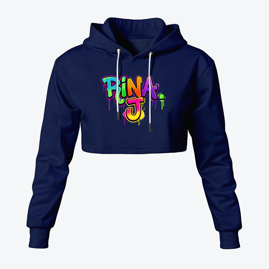 RINA J. Streetwear Signature Original "Wearable Art" Women's Cropped Hoodie | DTF Print