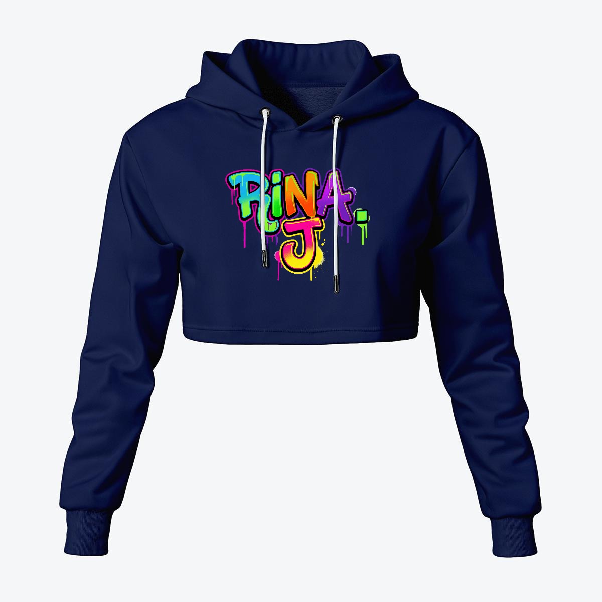 RINA J. Streetwear Signature Original "Wearable Art" Women's Cropped Hoodie | DTF Print