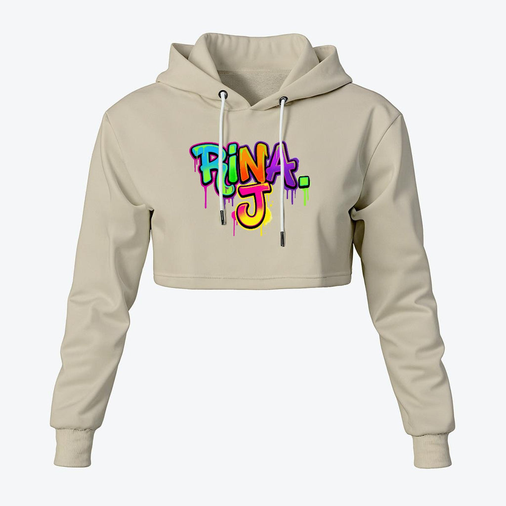 RINA J. Streetwear Signature Original "Wearable Art" Women's Cropped Hoodie | DTF Print