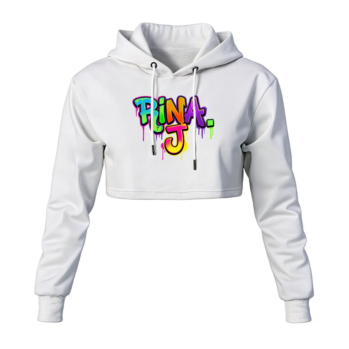 RINA J. Streetwear Signature Original "Wearable Art" Women's Cropped Hoodie | DTF Print