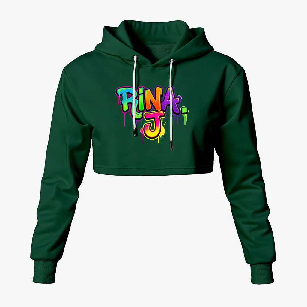 RINA J. Streetwear Signature Original "Wearable Art" Women's Cropped Hoodie | DTF Print