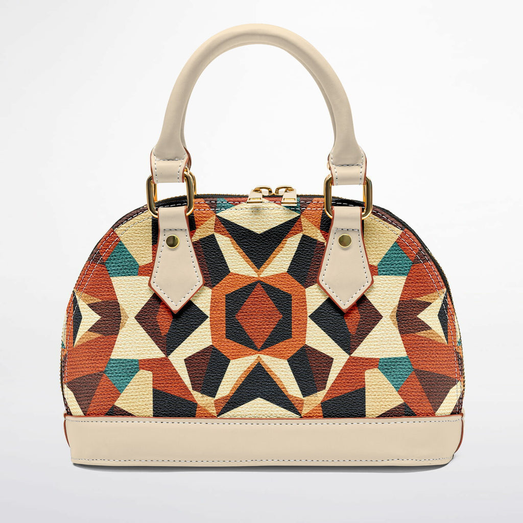 RINA J. Original "Autumn Mosaic" | Geometric Print Dome Satchel