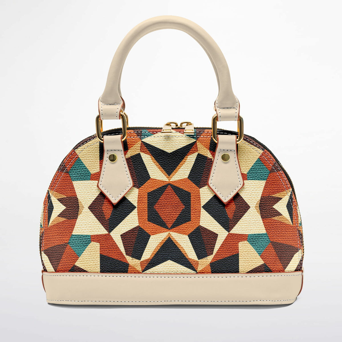 RINA J. Original "Autumn Mosaic" | Geometric Print Dome Satchel