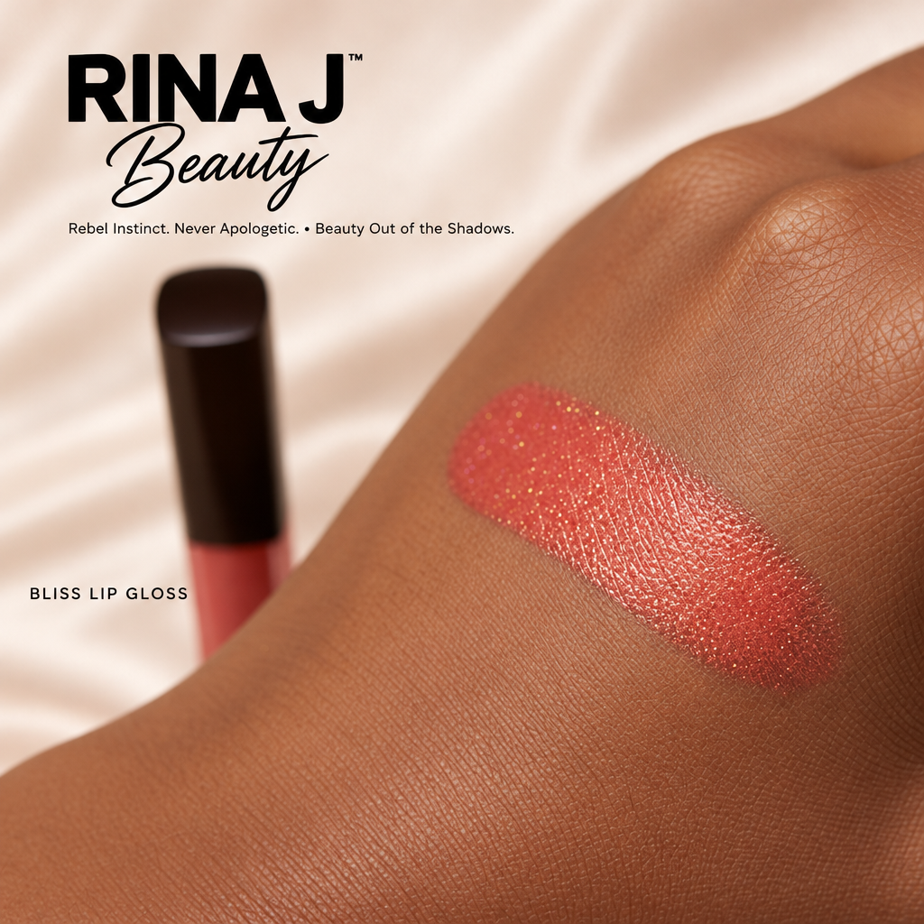 Bliss hand swatch with RINA J. Beauty branding