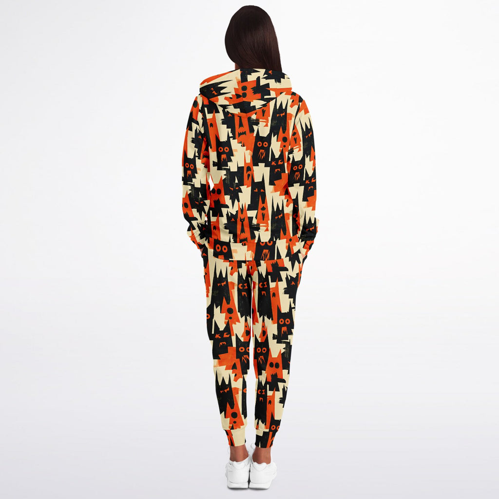 RINA J. Streetwear Original “Shadow Cat Riot” | Halloween Zip Hoodie & Jogger Set
