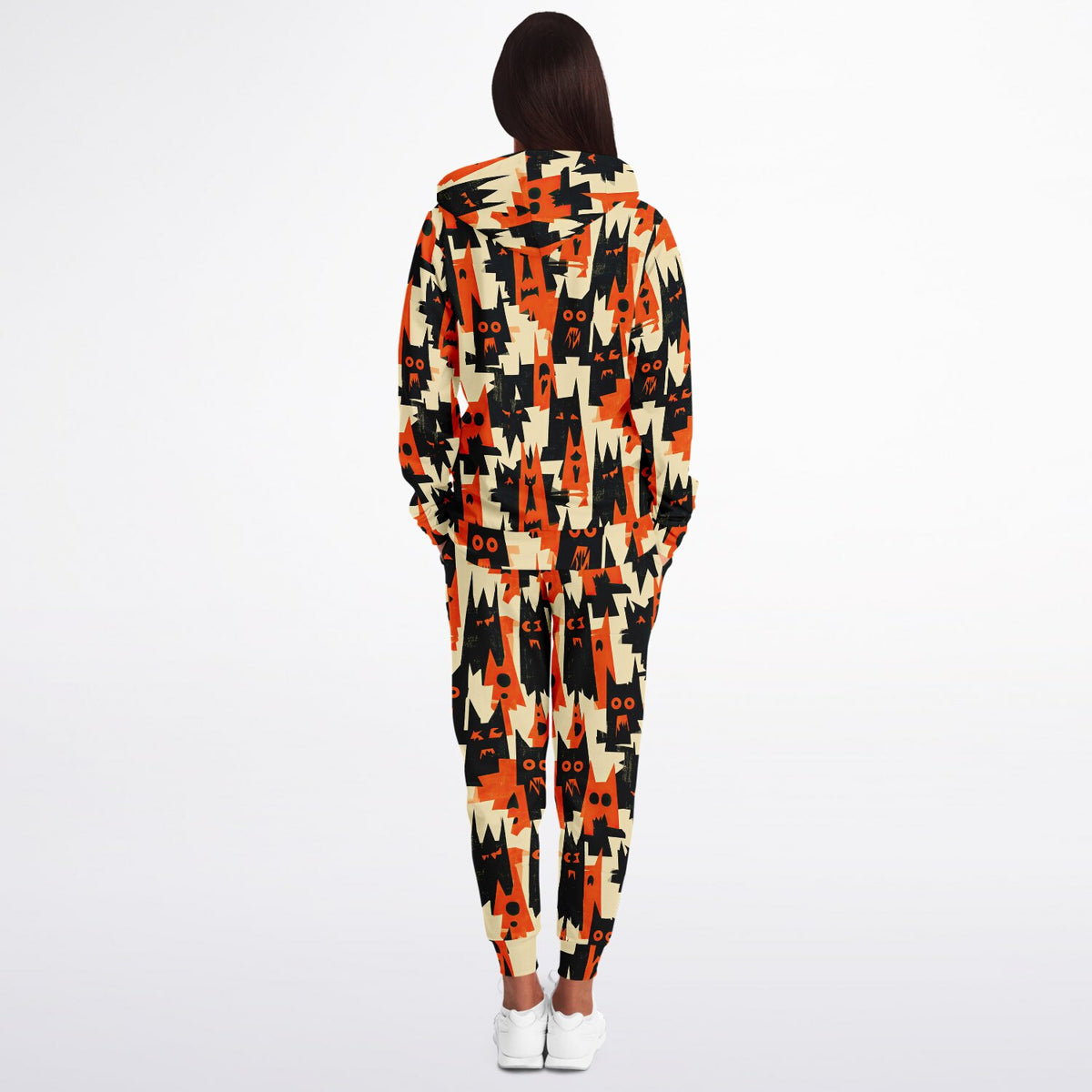RINA J. Streetwear Original “Shadow Cat Riot” | Halloween Zip Hoodie & Jogger Set
