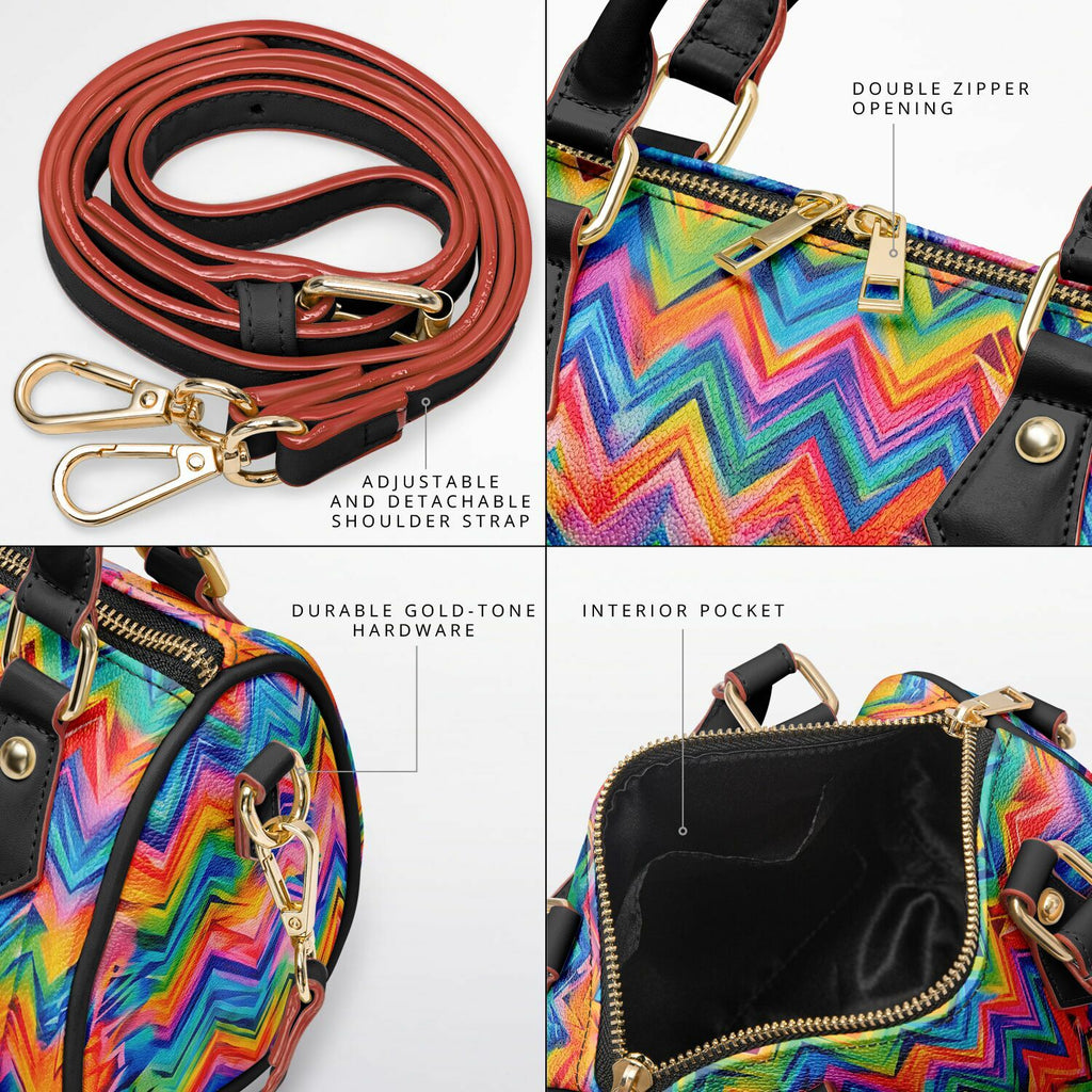 RINA J. Original "Neon Ride" | Rainbow Chevron Crossbody Handbag | born out of the Shadow District & Cool Cat Creations