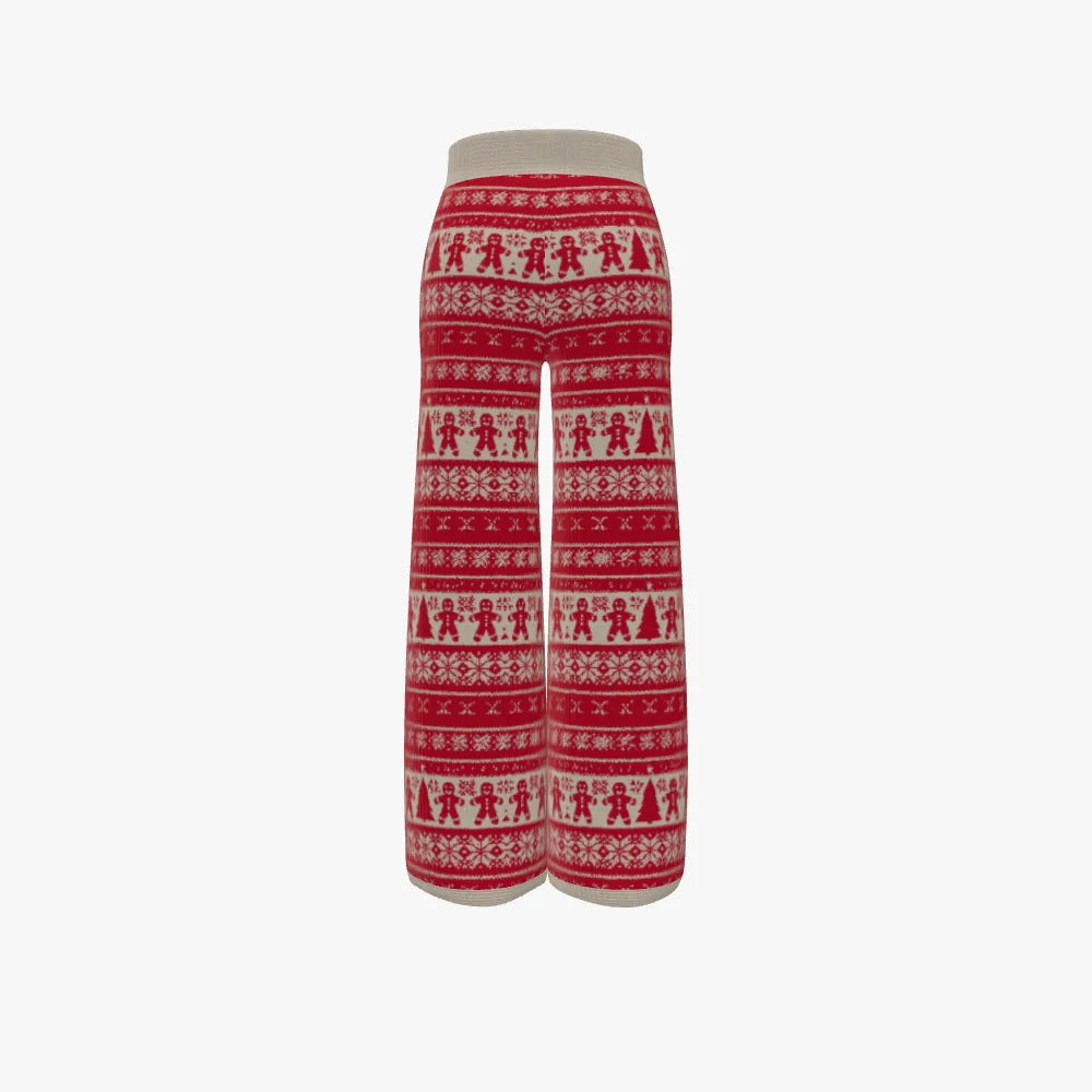 RINA J. ELEVATE | Crimson Noel Merino Jacquard Wide-Leg Pants