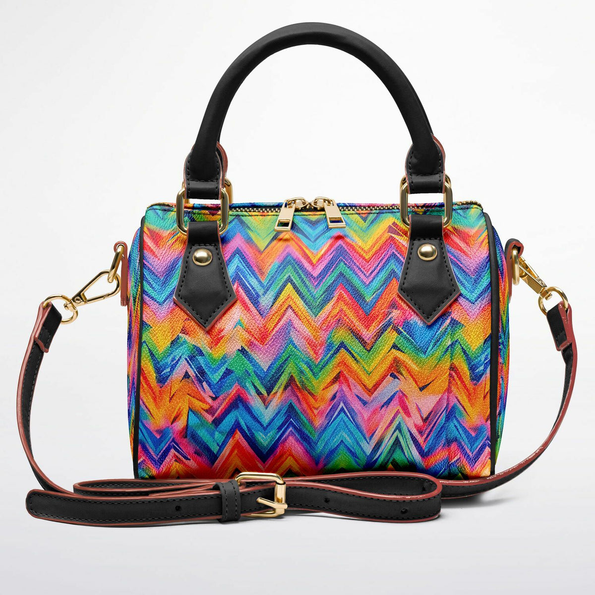 RINA J. Original "Neon Ride" | Rainbow Chevron Crossbody Handbag | born out of the Shadow District & Cool Cat Creations