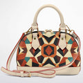 RINA J. Original "Autumn Mosaic" | Geometric Print Dome Satchel