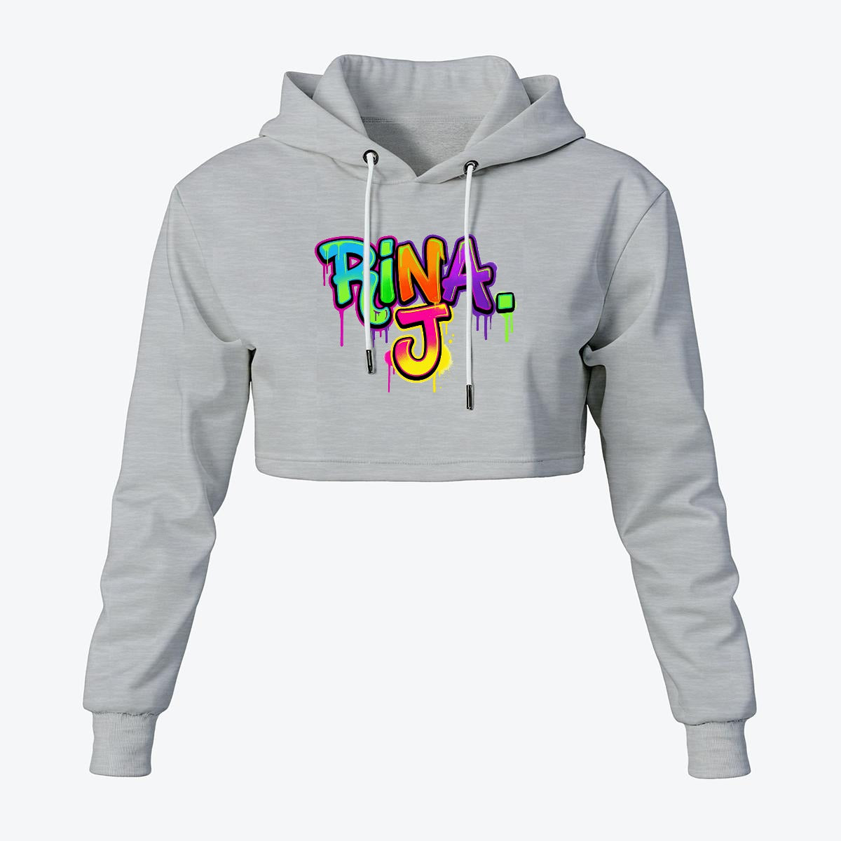 RINA J. Streetwear Signature Original "Wearable Art" Women's Cropped Hoodie | DTF Print