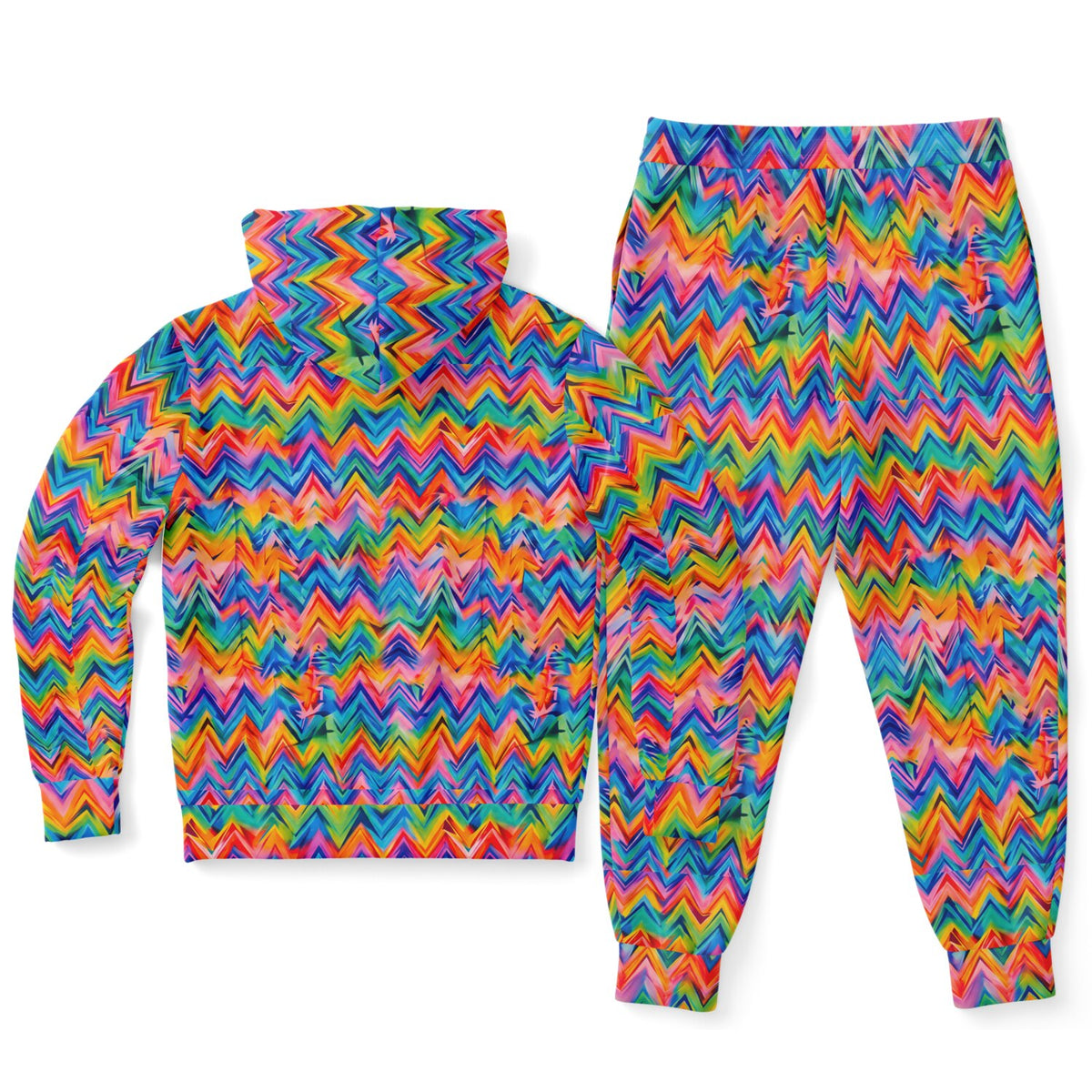 RINA J. Original "Neon Ride" | Rainbow Chevron Zip Hoodie & Jogger Set | born out of the Shadow District & Cool Cat Creations