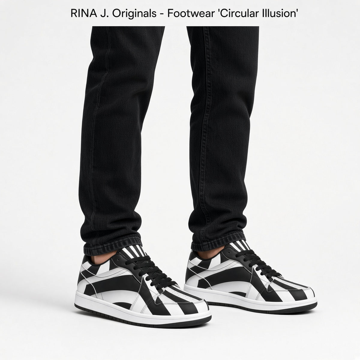 RINA J. Original "Circular Illusion" | Low-Top Leather Sneakers